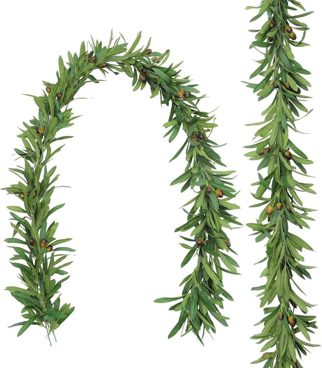 6 FT Artificial Olive Leaf Vine Garland Faux Olives Branch Hanging Greenery Ivy Garland with Fake Fruits for Wedding Backdrop Home Office Spring Garden Wall Door Decor (Green)